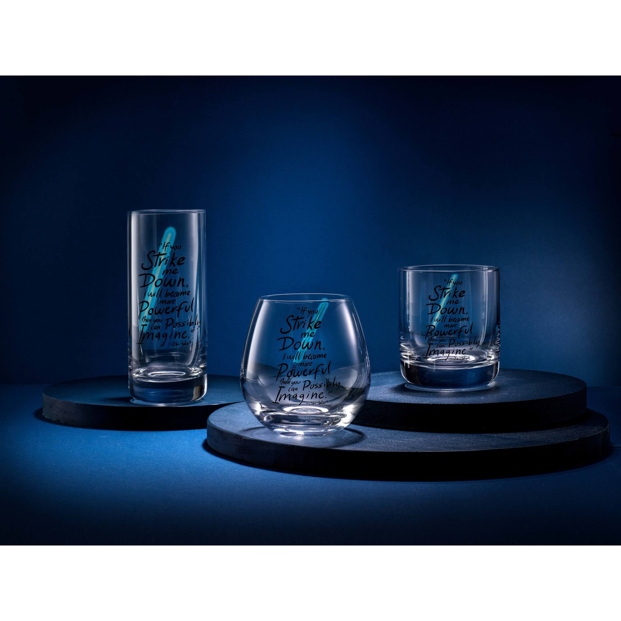 JoyJolt® Star Wars™ 14.2oz. New Hope Obi-Wan Kenobi Blue Lightsaber Tall Drinking Glass, 2ct.